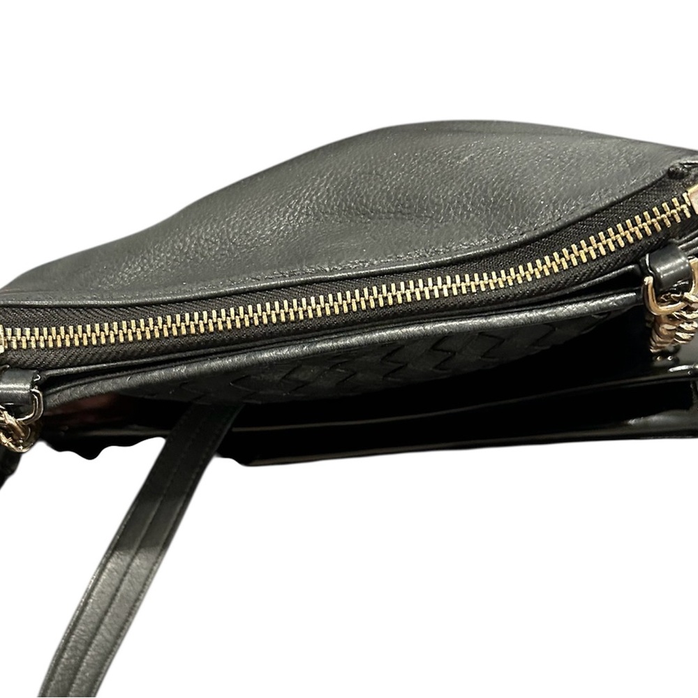 Cole Haan Black Leather Crossbody with Gold Chain - Picture 4 of 12